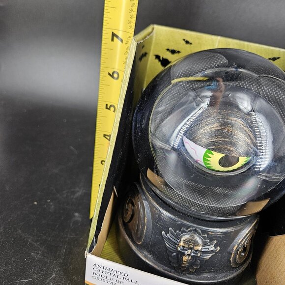 Gemmy Animated Crystal Ball Halloween Skull Eye Motion Sound Light Decor 6 Inch - Picture 13 of 14